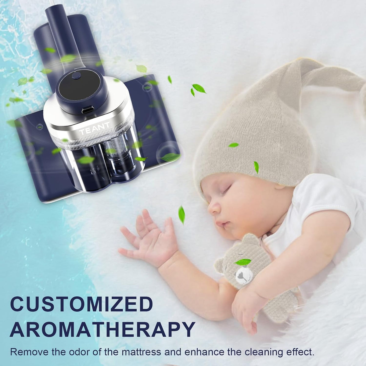Teant Mattress Bed Vacuum Cleaner – Bedroom Wellness Ritual for Allergy Sufferers, UV-C + Hot Air Deep Sanitization