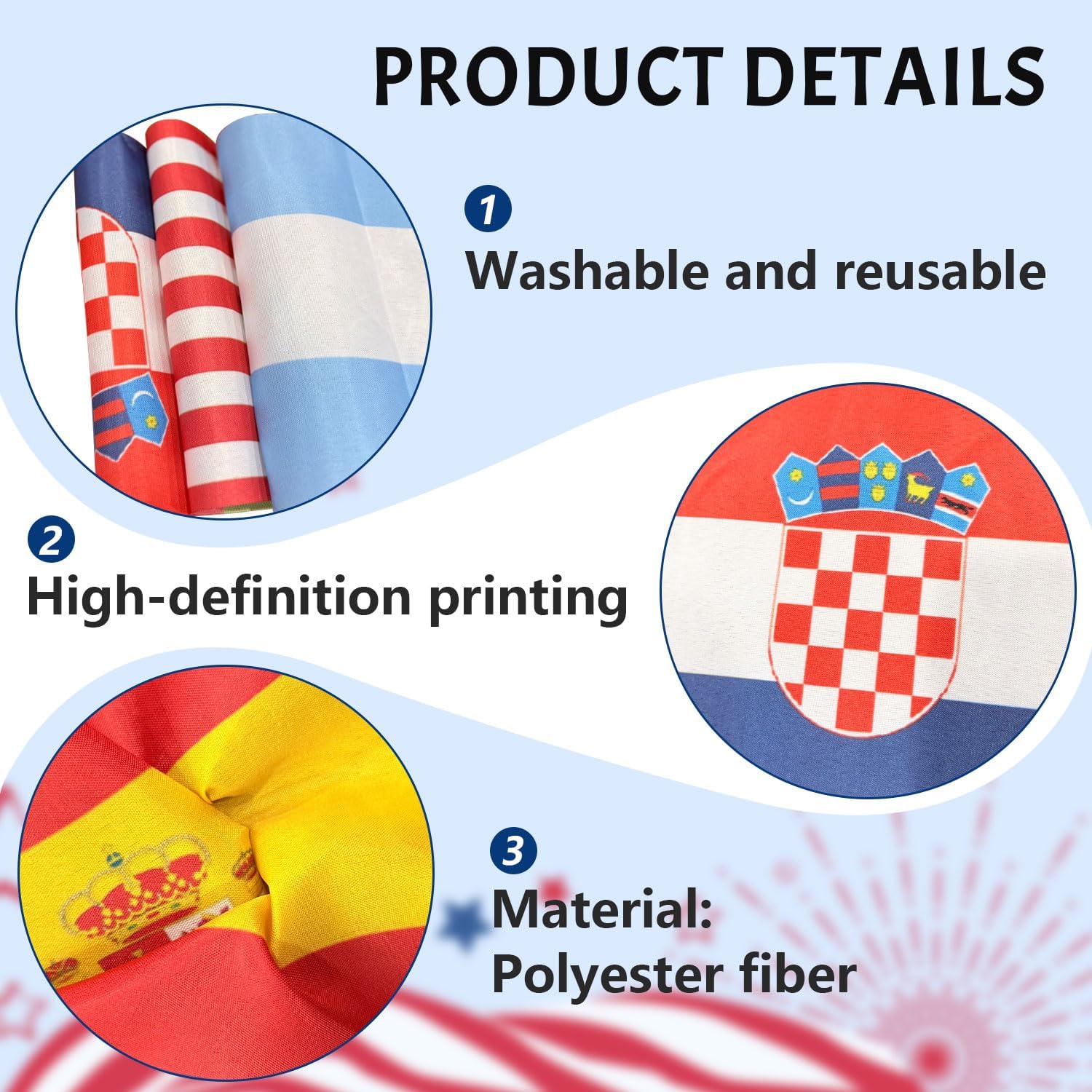 tear-resistant, wrinkle-resistant, fade-resistant premium polyester construction