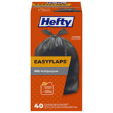 Hefty Easy Flaps Trash Bags 30 Gallon – Durable Yard Waste Bags for Patio and Camping Cleanup