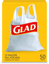 Glad Tall Kitchen Trash Bags 13 Gallon Unscented, Handle-Tie for Safe Family Kitchen Use