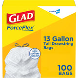Glad ForceFlex 13 Gallon Tall Trash Bags, Clean Unscented Liners for a Tidy Modern Kitchen