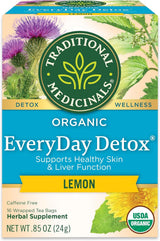 Traditional Medicinals Organic Everyday Detox Lemon Tea – Evening Wind-Down Ritual for Healthy Skin & Liver Support, 16 Bags