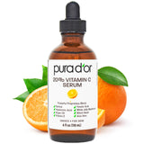PURA D'OR 20% Vitamin C Facial Serum 4 Oz – Nightly Wind-Down Self-Care Ritual for Glowing Skin