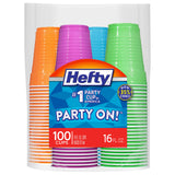 Hefty Party On Red White and Blue Cups – Child-Safe Family Reunion Drinkware, Crack Resistant HIPS Plastic 76 Pieces