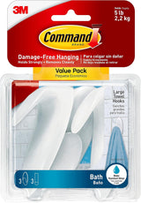 Command Bath Large Towel Hook Value Pack – Damage-Free Robe and Towel Hanger for Polished Guest Bathroom Style
