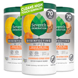 Seventh Generation Disinfecting Wipes, Lemongrass Citrus, Plant-Based Sanitizing Wipes for a Cleaner Self-Care Routine in Bathroom and Bedroom
