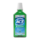ACT Restoring Zero Alcohol Fluoride Mouthwash 33.8 oz Gentle Formula for Sensitive Mouths, Mint Burst Anticavity Rinse
