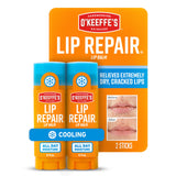 O'Keeffe's Lip Repair Cooling Relief Stick (2 Pack) – Nightly Self-Care Lip Treatment for Very Dry, Cracked Lips