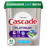Cascade Platinum Dishwasher Pods for Eco-Conscious Homes, Water-Saving Fresh Scent ActionPacs