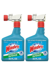 Windex No-Wipe Outdoor Glass Cleaner – Fast Hose-End Application for Whole-Home Exterior Refresh Between Deep Cleans, Pack of 2