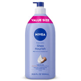 NIVEA Shea Nourish Body Lotion with Hyaluronic Acid for Dry Skin – 48-Hour Hydration Ritual After Every Shower, 33.8 Fl Oz Pump