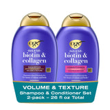 OGX Thick & Full + Biotin and Collagen – Simple Daily Volumizing Shampoo and Conditioner Set, Sulfate-Free 13 fl oz 2 Pack