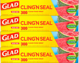 Glad Cling N Seal Plastic Wrap – All-in-One Storage Wrap for the Clutter-Free Kitchen, One Roll for Every Surface
