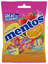 Mentos Chewy Mint Candy Fruit – Bulk 40-Count Peg Bag of Individually Wrapped Rolls for Office Candy Bowls and Break Room Sharing