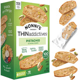 Nonni's Thin Pistachio Almond Biscotti – Gourmet Gift Basket Addition for Coffee Lovers, Individually Wrapped Servings