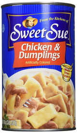 Sweet Sue Chicken & Dumplings 24 oz Can - Quick Desk Lunch for the Office Break Room, Heat-and-Serve Comfort Food