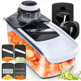 Fullstar Mandoline Slicer 6-in-1 – Space-Saving Kitchen Replacement for Cluttered Counters, Slim White Design with Catch Tray