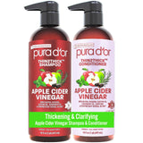 PURA D'OR Apple Cider Vinegar Thin2Thick Set — Gentle Sensitive-Scalp Shampoo & Conditioner, Sulfate-Free for Irritation-Prone Skin, 2 x 16oz