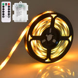 Dimmable Battery LED Strip Light with Remote Timer for TV Backdrop Headboard and Shelf Decor
