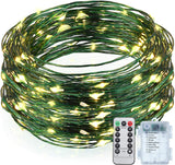 Mudder Battery Fairy Lights – Outdoor Party Lighting, 8 Modes Waterproof Green Wire for Camping and Backyard Dining