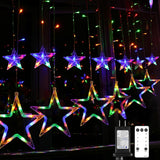 Blingstar Star Curtain Lights 138 LED 12 Star Multicolor Christmas Lights 8.2 Ft Plug in Window Lights Birthday Gift for Her and Mom