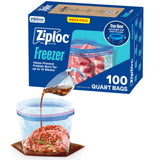 Ziploc Quart Freezer Bags BPA-Free – Wholesome Food Storage for Family Wellness Routines, 100 Count