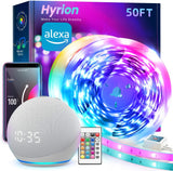 hyrion Smart LED Strip Lights – Wind Down Bedroom Lighting for Relaxation and Sleep, 50ft Dimmable RGB with Timer