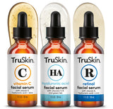 TruSkin Serum Trio – Essential Vitamin C, Retinol & Hyaluronic Acid in Clean Design