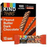 KIND THINS Peanut Butter Dark Chocolate Bars – Safe School Snack with No Artificial Ingredients for Celiac Children, 100 Calorie