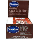 Vaseline Petroleum Jelly Lip Balm Cocoa - 12 Pack Bedside Care Set for Mindful Self-Care Routine