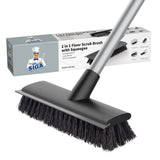 MR.SIGA 2-in-1 Long Handle Scrub Brush and Squeegee for Patio, Pool Deck and Driveway Cleaning