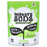 Molly's Suds Dishwasher Pods Free of Ethoxylates and Dyes, Family-Safe Detergent Tabs
