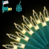 Brightever 100 LED Outdoor String Lights Warm White – 35 Ft Connectable Patio & Backyard Lighting, Weather-Resistant Green Wire
