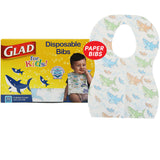 Glad for Kids Unicorn Disposable Paper Bibs, Travel-Ready Toddler Bibs for Car Trips, Picnics, and Park Snack Time, 30 Count