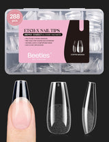 Beetles Gel Nail Tips Flat-X – Premium Coffin Press-On Nail Extensions Crafted with PMMA, Salon-Quality 4-Week Hold for the Connoisseur