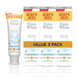 Burt's Bees Extra White Toothpaste – Mountain Mint Natural Flavor for a Calming Daily Brushing Ritual, 4.7 oz Pack of 3