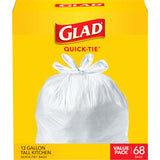 Glad 13 Gallon Quick-Tie Trash Bags – Uncluttered Kitchen Essential with Clean, No-Fuss Design