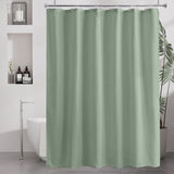Amazer White Fabric Shower Curtain 2-in-1 – Clean Minimalist Bathroom, No Plastic Liner Needed