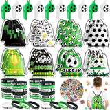 Miucat 98Pcs Soccer Party Favors – Ready-to-Give Birthday Gift Set for Soccer-Loving Kids, Whistles, Bracelets, and Bags