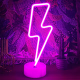 Lightning Bolt Neon Sign - Shatterproof Toddler Room Accent Light, USB Powered Neon Style Wall Sign for Playroom