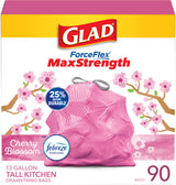 Glad ForceFlex MaxStrength 13 Gal Trash Bags — LeakGuard and RipGuard Bags That Prevent Messy Floor Spills in Family Kitchens, 90 Count