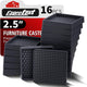 16pcs Square Black - 2.5"