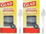 Glad Clear Plastic Spoons for Clutter-Free Entertaining, Neutral-Tone Disposable Cutlery for Minimalist Tables, 24 Count