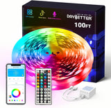 DAYBETTER Minimalist Smart LED Strip Lights 50ft for Clean Modern Bedrooms, Single App Controlled RGB Accent Lighting with Hidden Mounting and Uncluttered Setup