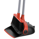 MR.SIGA Broom and Dustpan Set with Adjustable Long Handle, Compact Snap-Together Storage for Clutter-Free Closets, Gray