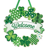 Clover Lane – Round Wood Shamrock Welcome Sign, Rustic Farmhouse Spring Wall Decor for Living Room and Kitchen, St. Patrick's Day Hanger