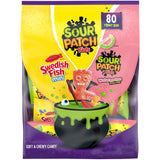 SOUR PATCH KIDS and SWEDISH FISH Halloween Candy for Mantel and Buffet Display Styling, 80 Individually Wrapped Mini Bags
