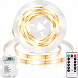 echosari Battery Operated LED Strip – Decorative Mood Lighting for Shelves, TV Backlight, and Countertop Decor, Dimmable Warm White