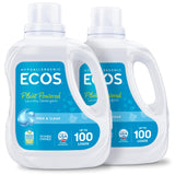 ECOS Laundry Detergent Liquid – EPA Safer Choice Certified Wash for Family Health and Cleaner Waterways, Free & Clear 100 Fl Oz