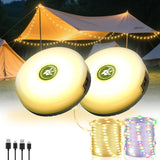 LuminTrail CampGlow Reel – 4-in-1 32.8FT Camping String Lights for Tent & Campsite Ambiance with Flashlight